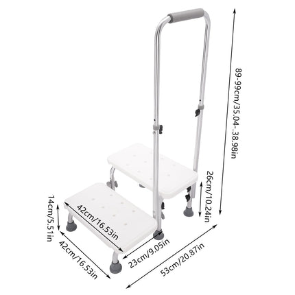 Mobile safety step bath entry aid for seniors non-slip household step 2 steps step with handle, height adjustable bath step for beds, vehicles and bathtubs