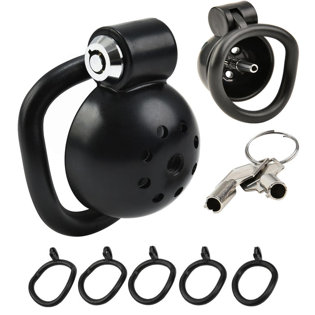 HXLXW Chastity Cage Male with 5 Cock Rings Press the lock design chastity cage man bondage extreme for men chastity penis cage extreme erotic chastity sex toy