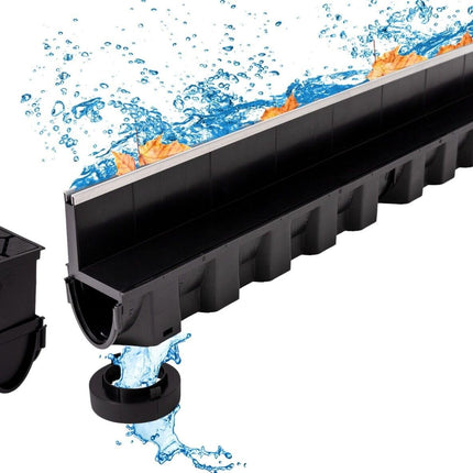 Megaa store DRAINAGE GUTTER Slotted gutter Floor gutter Patio gutter with aluminum edge Drainage gutter (8m DRAINAGE GUTTER)