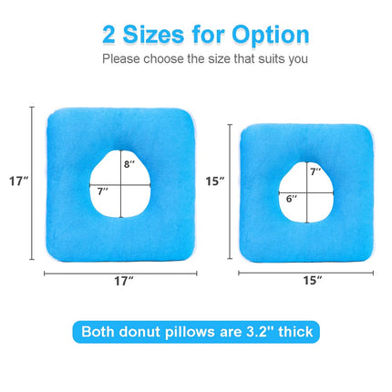 MESINURS Donut Pillow, Anti-Decubitus Pad, Bed Pillow, Pressure Nursing Pillow for Bedridden, Elderly, Disabled, Pregnant Women (43.2 x 43.2 cm, Square)