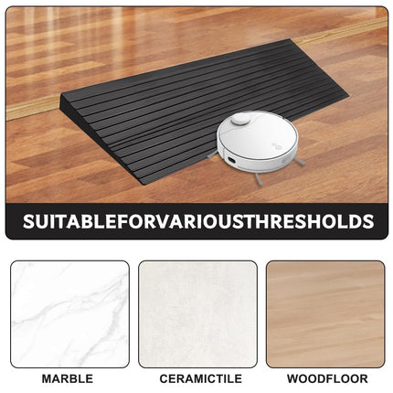 Beatific door threshold ramp 100x5x1cm, wheelchair ramp PVC threshold ramp, non-slip wheelchair ramp, self-adhesive transition profile, door threshold ramp for wheelchairs, sweeping robots, scooters (black)