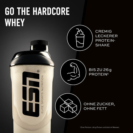 ESN IsoWhey Hardcore Protein Powder, Vanilla (Classic), 1 kg, up to 26 g protein per serving, made in Germany