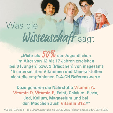 wowtamins Teens Complete sugar-free - Vitamins for teenagers (30-day supply) - Multivitamin Gummies with Omega 3 - Dietary supplement for the immune system with vitamins C, D3, B12, zinc &amp; more