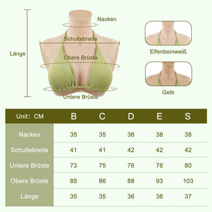 SOULDESIRE Silicone Breasts Crossdresser Breasts Plus Size Fake Breasts Artificial Breasts for Crossdresser Transgender Drag Queen (C Cup Silicone Yellow)