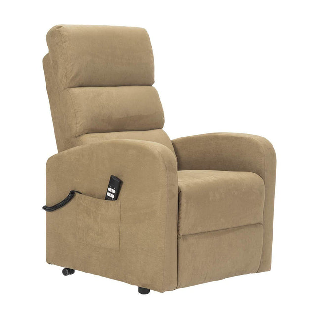 POLTRONE ITALIA Jessica 2 Motors PERSONALIZED recliner chair with medical device 4 wheels micro spring seat fluffy camel