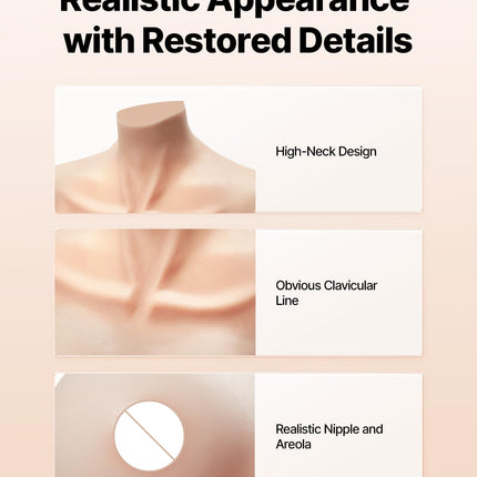 VEVOR High Neck Silicone Breast Forms, K-Large, Realistic Skin-Temperature Silicone Filled, High Elasticity, for Crossdresser, Transgender, Amateur, Cosplay, Drag Queen, Ivory