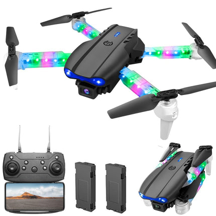 OBEST Drone with 1080P Camera with LED Lights for Kids and Adults, Foldable Quadcopter with WiFi Transmission, One Key Takeoff/Landing, 3D Flips, 2 Batteries, Drone Toy Gifts for Boys Girls