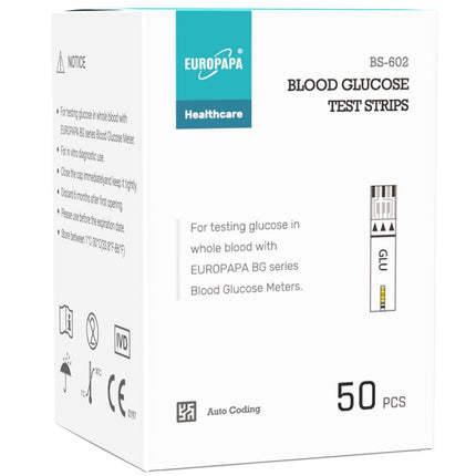 EUROPAPA® Blood Glucose Test Strips 100 PCS for Blood Glucose Level Control, Diabetic Test Strips for Diabetes and Glucose Monitoring, Test Strips Applicable EUROPAPA BG Series Blood Glucose Meter