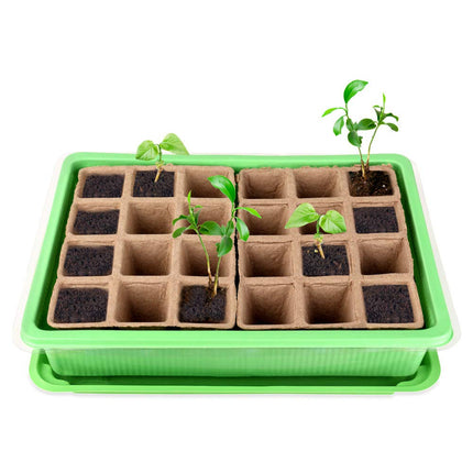 Schramm® 2 pieces cultivation set greenhouse cultivation tray pots indoor greenhouse 27 x 19 x 11 cm for 48 cultivation pots cultivation set mini greenhouse