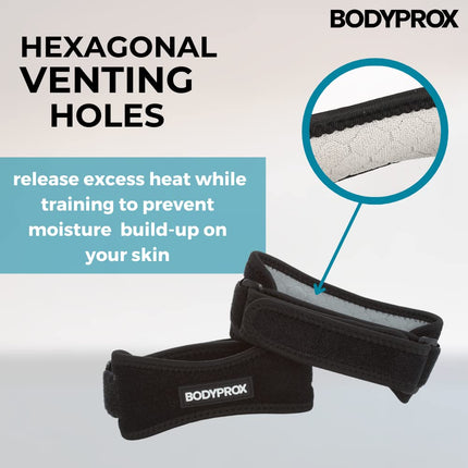 Bodyprox Patella Knee Support, 2 Pack, for Pain Relief During Hiking, Soccer, Basketball, Running, Jumper's Knee, Tennis, Tendonitis, Volleyball, and Squats