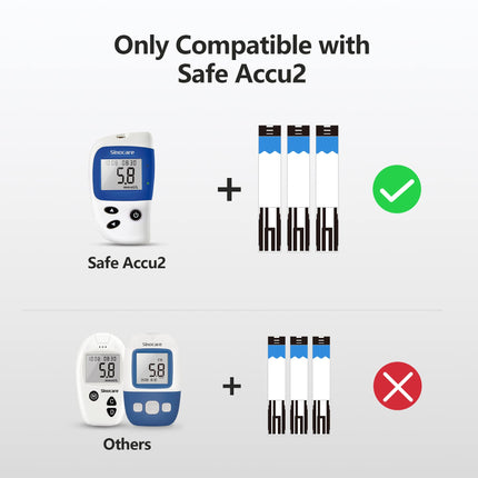 Blood glucose test strips, test strips blood glucose 50 for sinocare Safe Accu2 blood glucose meter, sugar test strip set