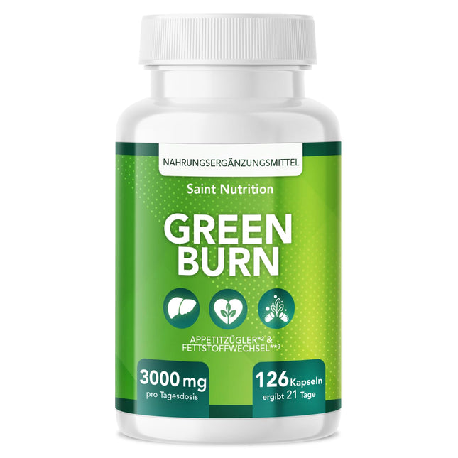 GREEN BURN® Appetite Suppressant Capsules – Extremely High Dose with Glucomannan, Choline, Vitamins B1 + B6 – Dietary Supplement for Women &amp; Men – Support for Weight Loss &amp; Metabolism – Fast &amp; Strong