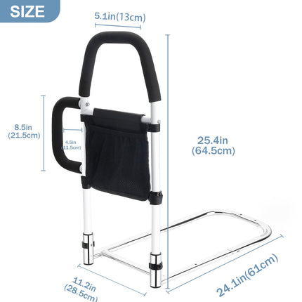 Kaucytue Bed Riser, Bed Rail Fall Protection for Adults with 2 Handrails &amp; Storage Bag, Portable Adjustable Bed Entry Aid, Grab Bars for Seniors, Safe and Stable