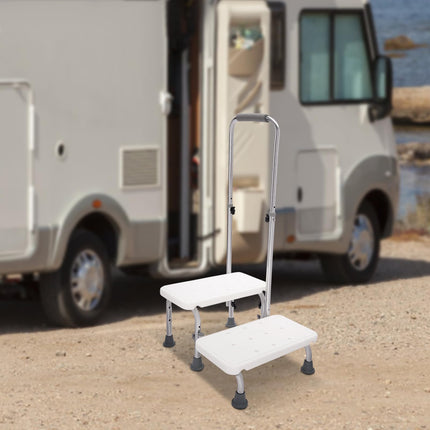 Mobile safety step bath entry aid for seniors non-slip household step 2 steps step with handle, height adjustable bath step for beds, vehicles and bathtubs