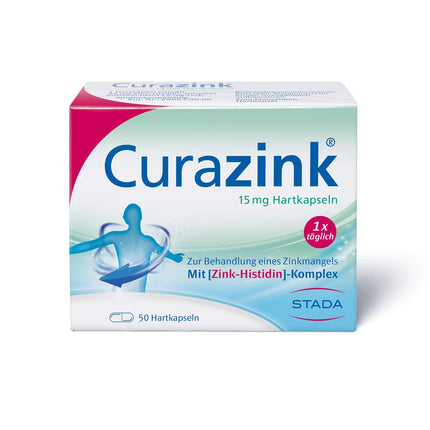 Curazink hard capsules - Medicine for the treatment of clinically confirmed zinc deficiency - high dose with 15 mg zinc in the unique zinc-histidine complex - 1 x 50 hard capsules