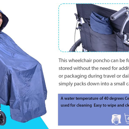 Fonakei Wheelchair Rain Poncho cover, Waterproof rain cover cape, Lightweight Rain Poncho for wheelchair Dry Protection