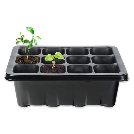 Schramm® 4 piece cultivation set greenhouse cultivation tray pots indoor greenhouse 18.5 x 15 x 8 cm for 48 cultivation pots cultivation set mini greenhouse black