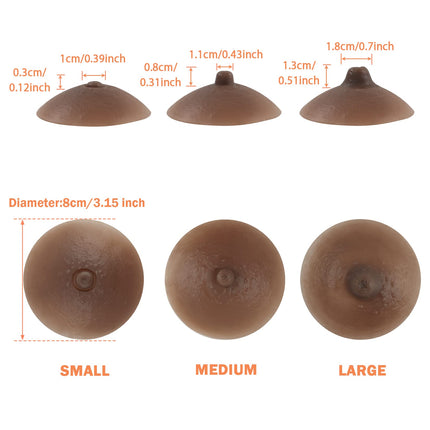 Vollence pair of realistic adhesive silicone nipples, diameter 8cm, reusable adhesive silicone nipples
