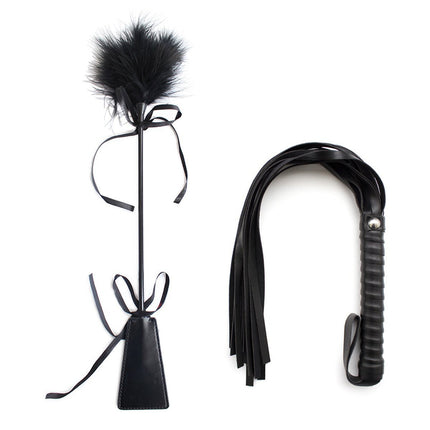 SM Bondage Flogger Erotic Leather Whip with Feather Tickler Leather Hand Spanking Slapper Paddle Sex Toy Accessories for BDSM SM Adults