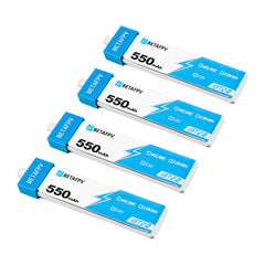 BETAFPV 4pcs BT2.0 550mAh 1S Battery 3.8V 40C/80C Lipo Battery with BT2.0 Connector Compatible for 75-85mm 1S FPV Racing Whoop Drone Quadcopters Like Meteor75 Pro FPV Drone
