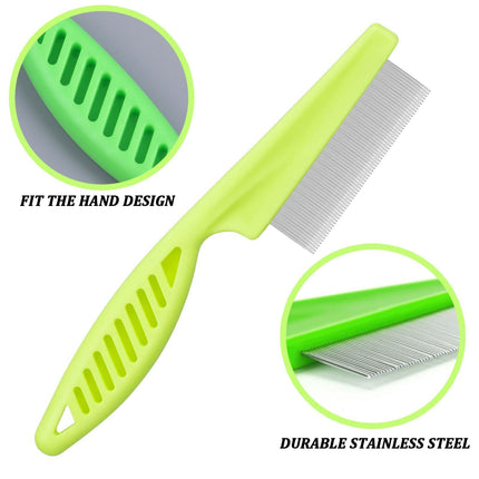 Lice comb, 3 pieces flea comb, lice comb, metal teeth lice comb, plastic double-sided nit comb