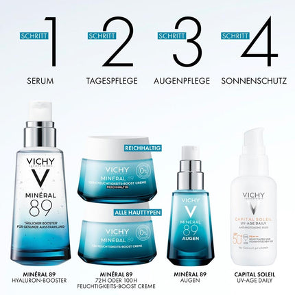 VICHY Hyaluron-Boost Moisturizing Serum, Plumping, Anti-Wrinkle, With Hyaluronic Acid and Essential Minerals, Minéral 89, 50 ml