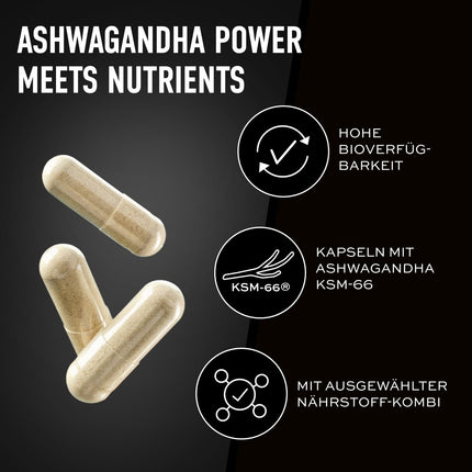 ESN Ashwa +, patented Ashwagandha root extract KSM-66®, 120 capsules, Indian passionflower, with magnesium, vitamin B6 &amp; zinc, vegan (packaging may vary)