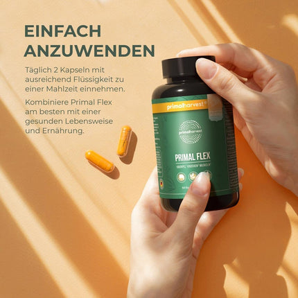 Primal Harvest® Joint Active Plus - 60 high-dose &amp; laboratory-tested capsules with magnesium and vitamin C - hyaluronic acid, collagen