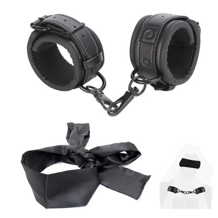 Leweiko SM handcuffs and eye mask blindfold fetish sex toy for couples,BDSM fetish bondage set for restraints sex toy for couples extreme