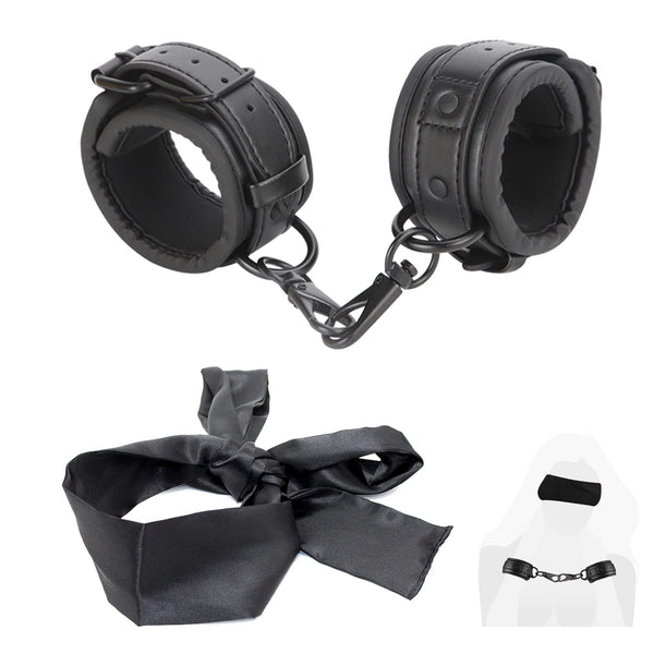 Leweiko SM handcuffs and eye mask blindfold fetish sex toy for couples,BDSM fetish bondage set for restraints sex toy for couples extreme