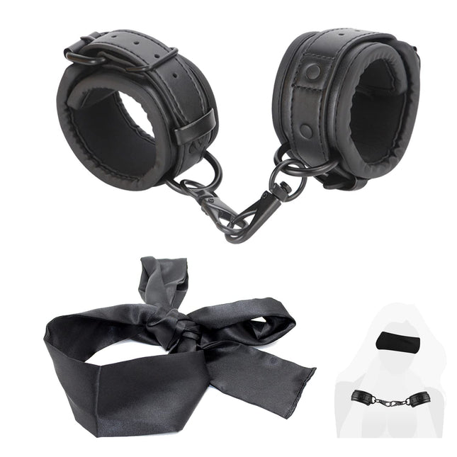 Leweiko SM handcuffs and eye mask blindfold fetish sex toy for couples,BDSM fetish bondage set for restraints sex toy for couples extreme