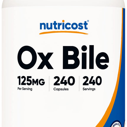 Nutricost Ox Bile Capsules 125mg, 240 Premium Capsules – Non-GMO, Soy-Free, Gluten-Free
