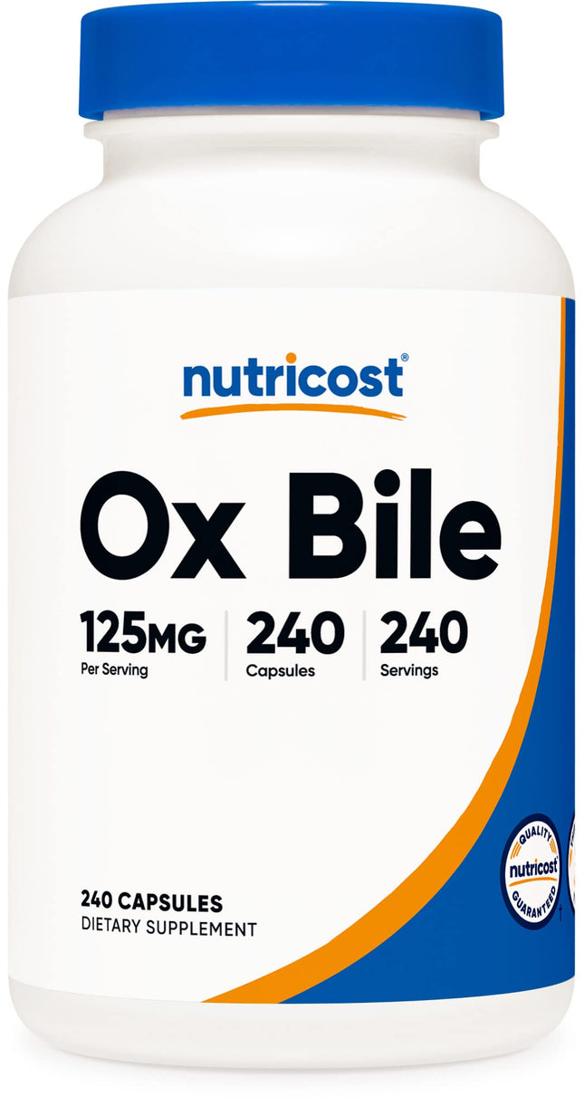 Nutricost Ox Bile Capsules 125mg, 240 Premium Capsules – Non-GMO, Soy-Free, Gluten-Free