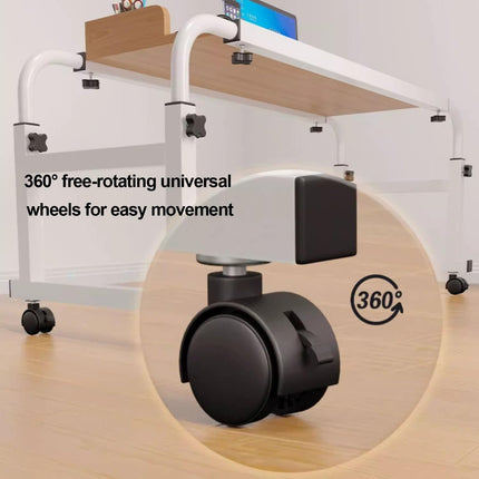 ZHFASDS Computer Desk Overbed Tables with Casters, Adjustable Height and Width Over the Bed Food Tray Desk Rolling Medical Table (Color: White)