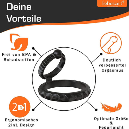 LIEBESZEIT© Penisring Dual - NEW 2025 - Innovative Cockring Penis Ring Sex Toy Penisring stretchable silicone - Cock Testicle Ring Extreme Potency Enhancement Erection Aid Sextoy Penis Rings for Men