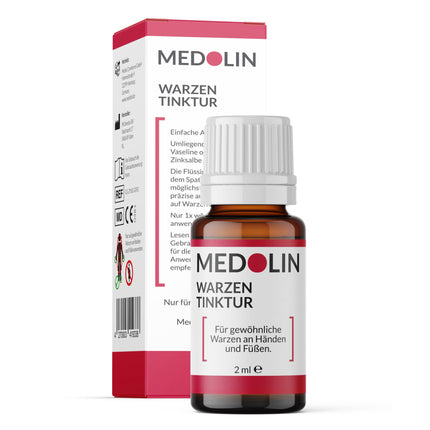 Medolin® Wart Tincture - Effective wart remedy - Scientifically proven effectiveness - Easy &amp; painless application - Removes warts, 2 ml