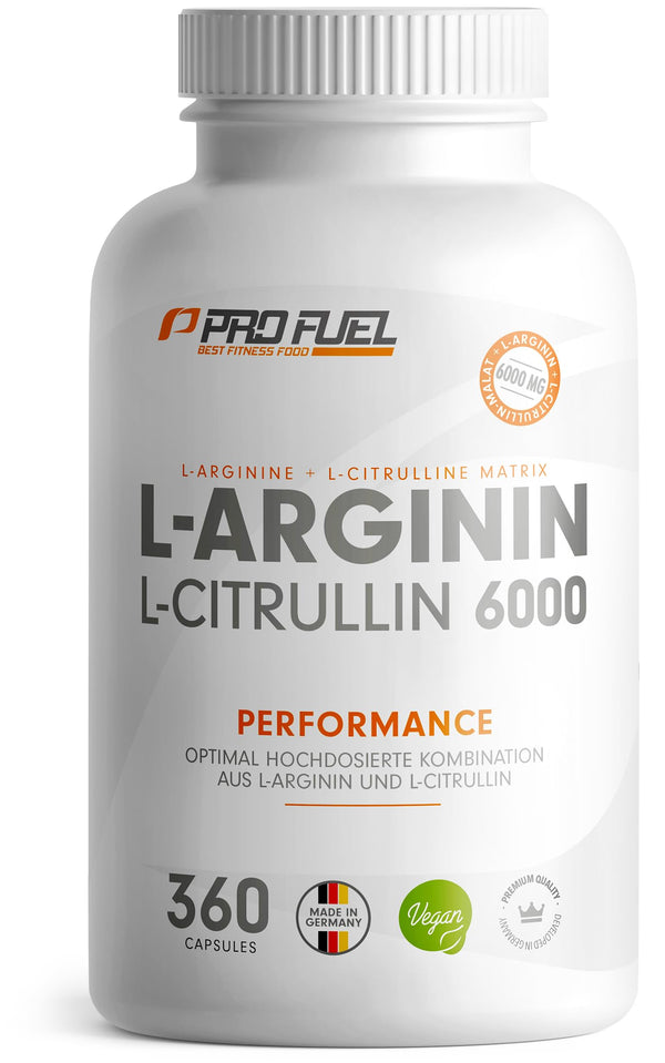 L-Arginine + L-Citrulline Malate Capsules 360x - optimally dosed with 6000 mg per day from L-Arginine (2400 mg) + L-Citrulline Malate (3600 mg) - no additives - laboratory-tested with certificate - vegan