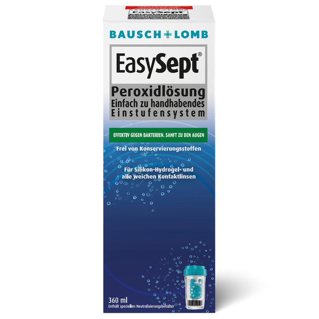 Bausch + Lomb EasySept Peroxide Solution Contact Lens Cleaner for soft contact lenses, preservative-free, with container, 1 x 360 ml