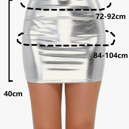 SamHeng Women's Mini Skirt Stretch Metallic Skinny Short Wetlook Sexy High Waist Wrap PU Leather Skirts Slim Faux Leather Pencil Skirts Bodycon Disco Steampunk Party Skirts Clubwear, Black