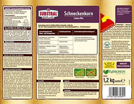 Substral Naturen Snail Pellets Limex Bio, natural, rainproof bait granules for snail control, for 400 m² - 1.2 kg, dog