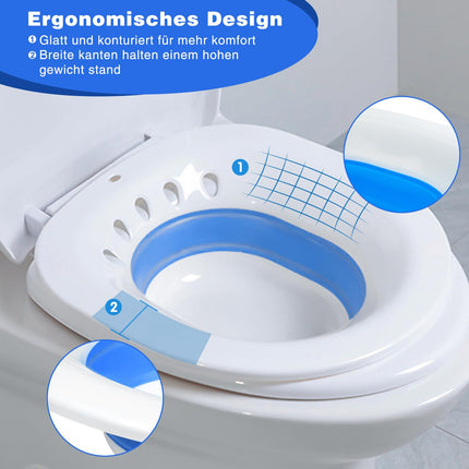 DEANIC Sitz Bath for Toilet Foldable Sitz Bath for Hemorrhoids, Sitz Bath Adult for Postpartum Care and Elderly, Hangable Sitz Bath (Blue)