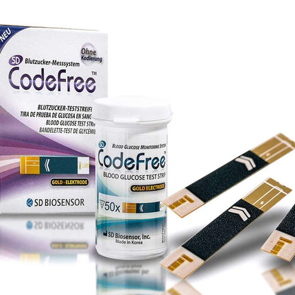 SD CodeFree blood glucose test strips 200 pieces, value pack for diabetes measurement in blood glucose (sugar disease)