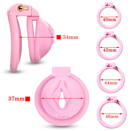 BDSMLOVE Penis Cage with Labia, Flat Chastity Cage Male Small, Chastity Cage for Men, Sex Toy Set for Men, Chastity Belt for Men, Penis Cage with 4 Cock Rings Extreme (M)