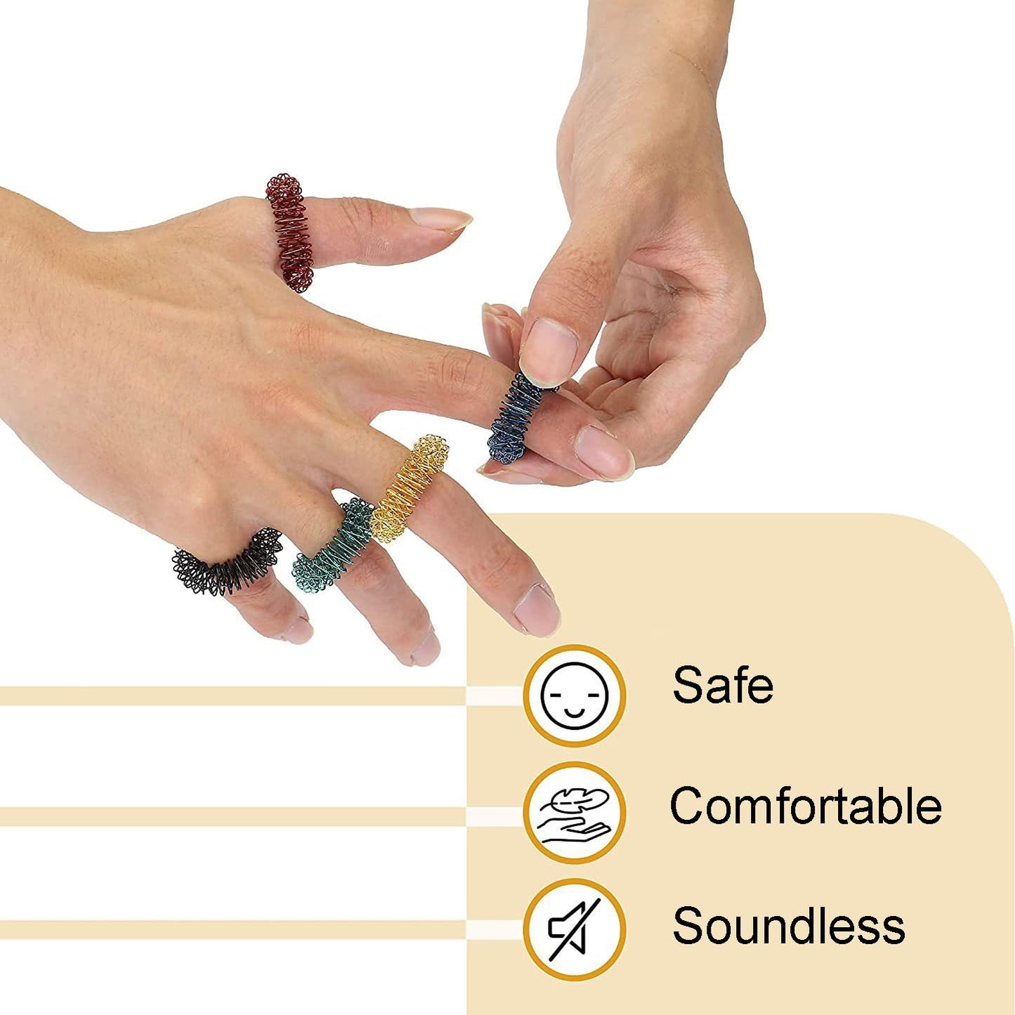 10 Stück Akupressurringe Massageringe Für Finger, Massageringe Für Finger Akupressurring, Massage Ring Für Stress Reduzierstück Und Förderung Der Durchblutung, Fingermassage Oder Zehenmassage.