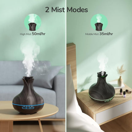 Aroma Diffuser, 600 ML with 8 Essential Oils, Bedroom Humidifier, Humidifier with Remote Control, 4 Timers, Automatic Waterless Shut-off for Large Rooms