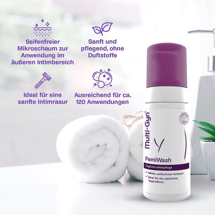 Multi-Gyn FemiWash for daily intimate care for women to maintain a healthy intimate area – Intimate Wash Lotion for Women – Soap-free microfoam intimate wash lotion for women – approx. 100 applications - 100 ml