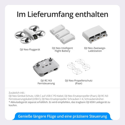 DJI Neo Fly More Combo with Versatile Accessories, Mini Drone with 4K Camera, 135g Self-Flying Drone, Follow Me Function, Hand Launch, AI Subject Tracking, with RC-N3 and 3 Batteries