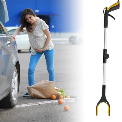 Foldable Grabber, Grabber for Seniors, Grabber, Garbage Tongs, The tip can attract magnetic objects such as keys and is suitable for picking up objects (yellow, 80 cm)