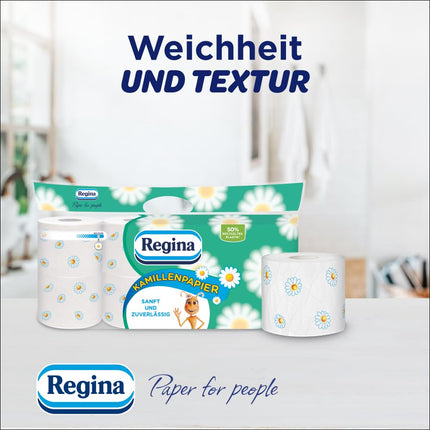 Regina Camomile Paper 3-ply Toilet Paper – 16-roll pack, 150 sheets per roll, Soft and gentle with camomile scent and FSC-certified paper