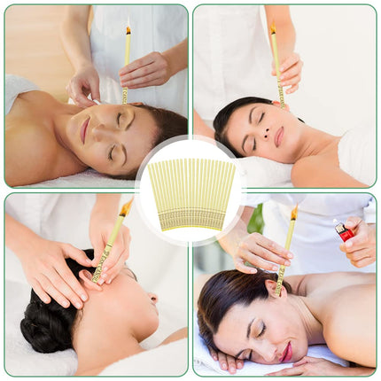 ACWOO Natural Ear Candles, 24 Pieces Earwax Remover Candles Ear Candle Kit, Ear Candles for Cleaning with 12 Protective Discs, Ear Candles for Cleaning and Relaxation, Beige